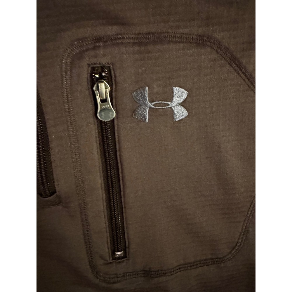 Under Armour Mens XL 1/4 Zip Pullover Brown Textured Chest Zip Golf Jacket - Picture 2 of 6